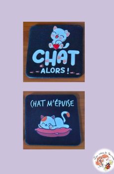 Lot de 2 sous verres Chat
