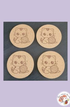 Lot de 4 sous verres Chat