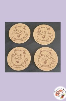 Lot de 4 sous verres Chat