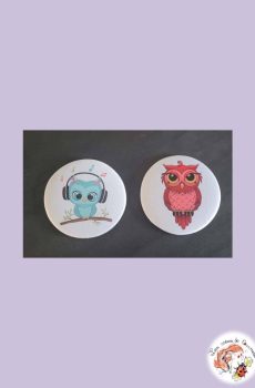 Lot de 2 sous verres Chouette