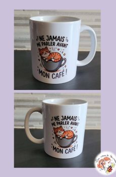 Mug Chat "Ne jamais me parler avant mon café"